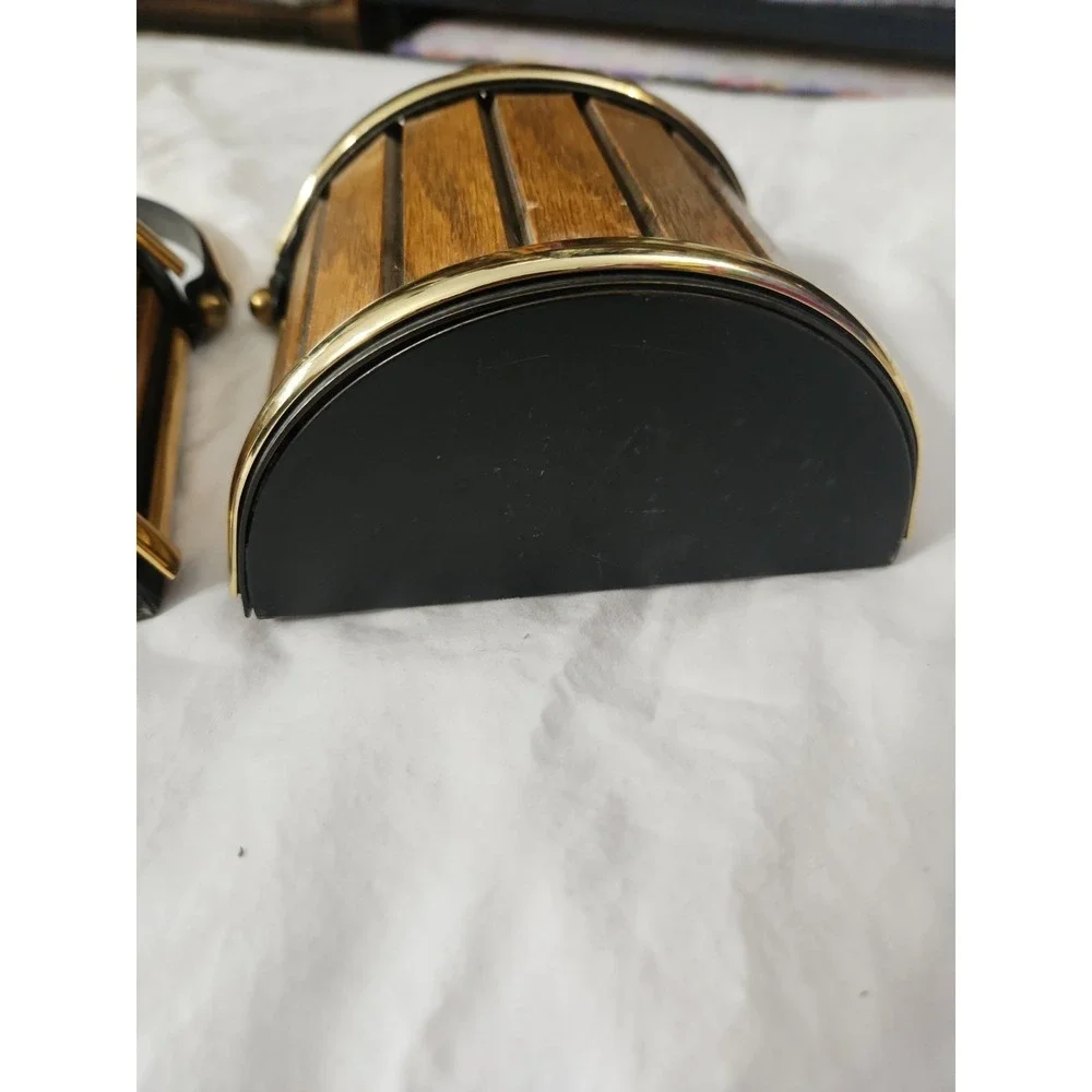Vintage Wood And Brass Colored Wall Hanging Basket